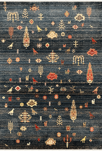 Woolen Halı Antique Koleksiyonu 8854 Lacivert Etnik Polyester Halı