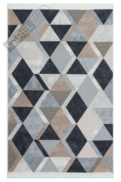 ARYA AR 10 BEIGE BLACK Yıkanabilir Çift Taraflı Modern Desenli Dokuma Kilim