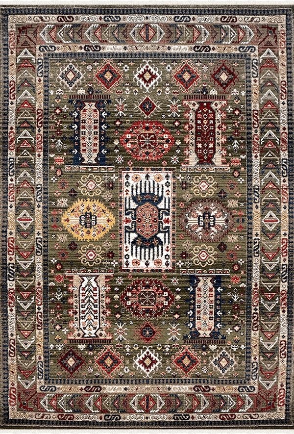 Woolen Halı Antique Koleksiyonu 8855 Yeşil Etnik Polyester Halı