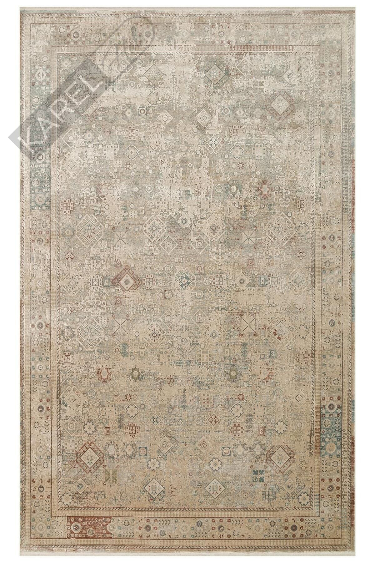 BABIL BBL 03 BEIGE Yumuşak Dokulu Vintage Esintilere Sahip Over-dyed Sık Dokuma Salon Halısı