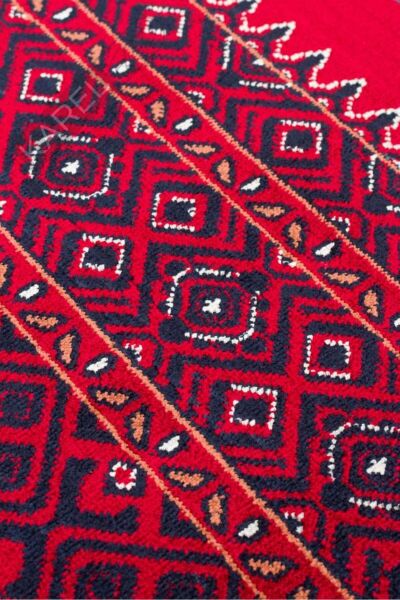 HERAT HER 02 RED Afgan Desenli Viskon Sıkı Dokuma Kaymaz Tabanlı İnce Makine Halısı