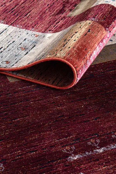 Artemis Halı Bella - 6475A - Turuncu Bordo Etnik Desen Modal İpek Halı