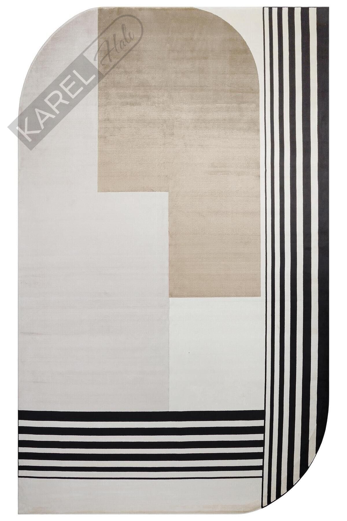 MERANO MRN 05 CREAM GOLD Geometrik Desenli Yüksek Kalite Sık Dokuma Salon Halısı