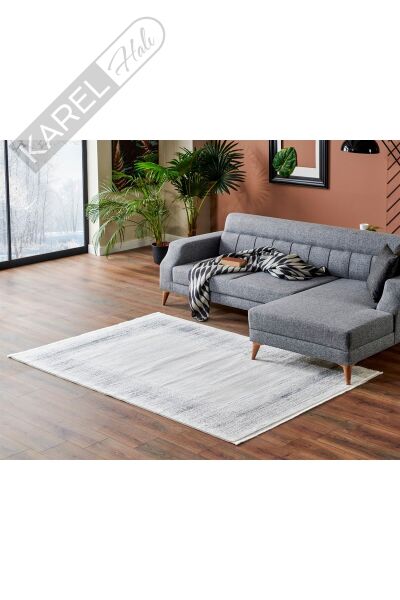 LAGOS XW LGS 08 CREAM SILVER XW Hav Toz Vermez Eskitme Desenli Modern Makine Halısı
