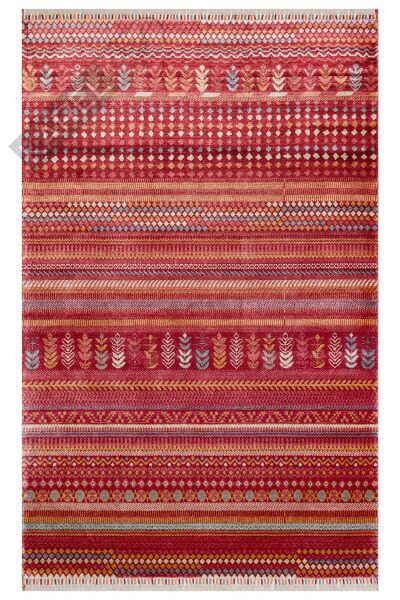 Zara Zr 19 Red Multy Otantik Desenli El Emeği Ile Özel Tezgahlarda Üretilen Modern Uşak Halısı