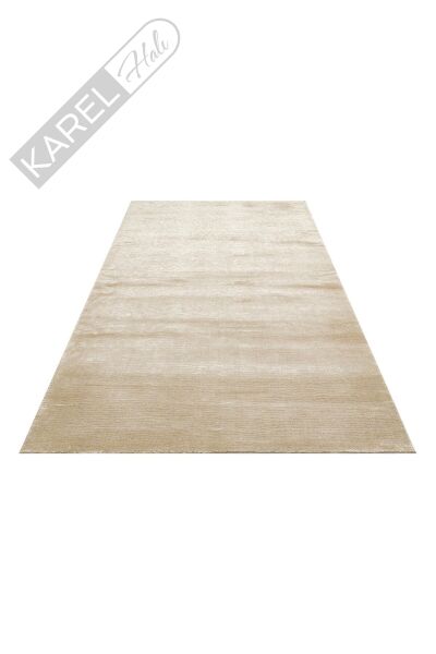 MAJESTY MJ 01 BEIGE Düz Desenli El Emeği ile Özel Tezgahlarda Üretilen Yün Viskon Tencel Uşak Halıs