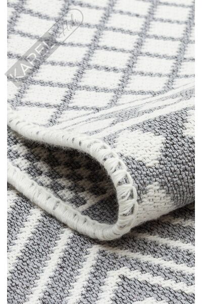 ARYA AR 07 GREY Yıkanabilir Çift Taraflı Modern Desenli Dokuma Kilim