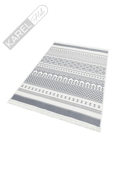 ARYA AR 07 GREY Yıkanabilir Çift Taraflı Modern Desenli Dokuma Kilim