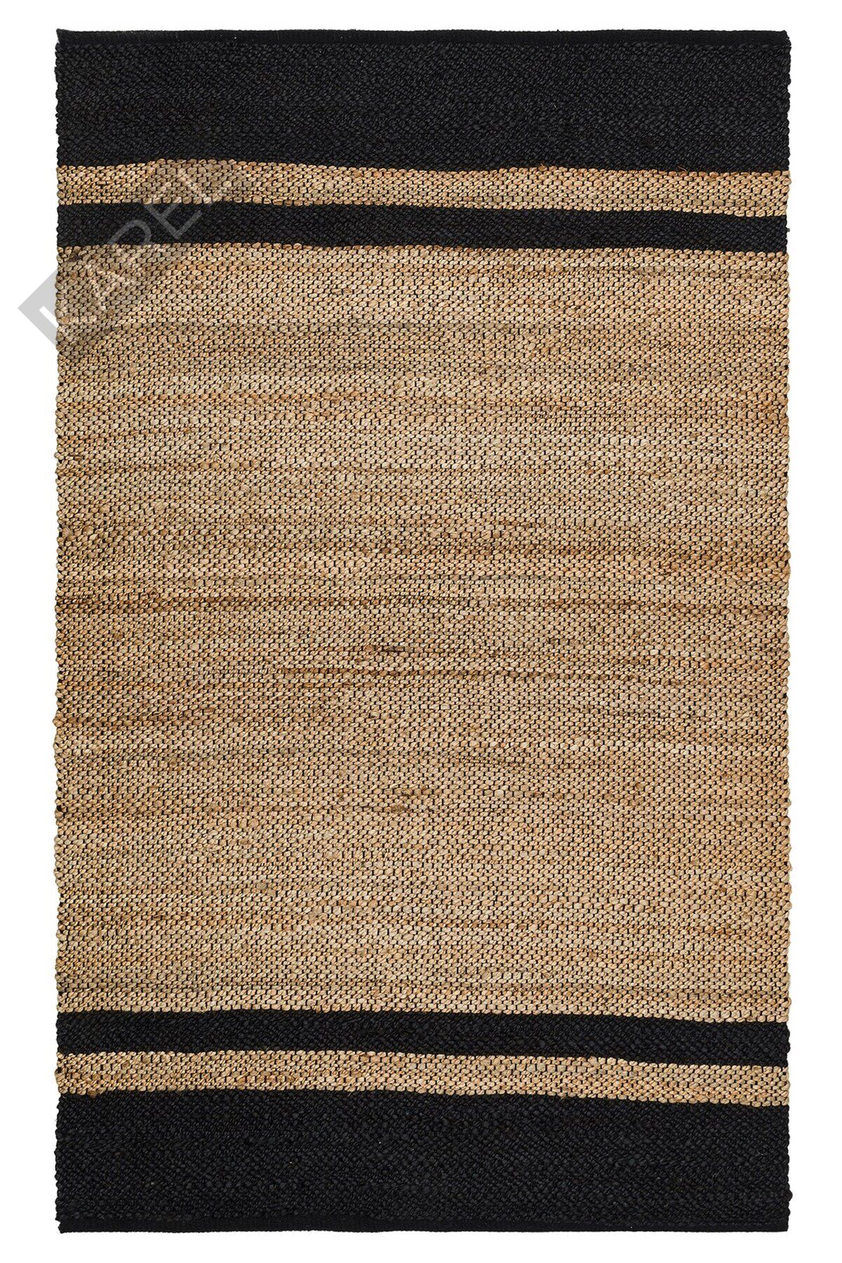 ECHO ECH 07 NATURAL BLACK  El Dokuma Naturel Jüt Hasır Halı