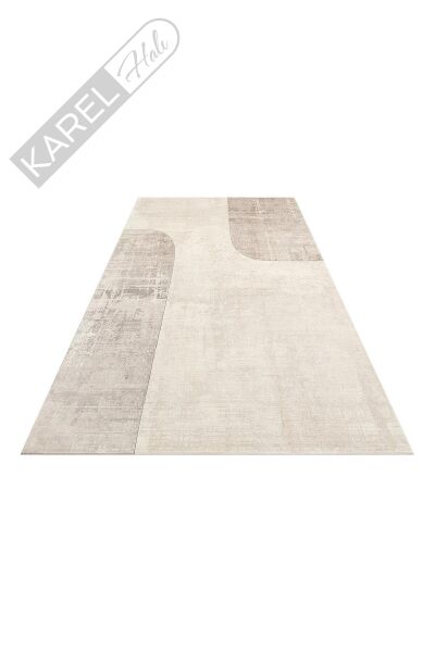 MERANO MRN 01 CREAM GREY Geometrik Desenli Yüksek Kalite Sık Dokuma Salon Halısı
