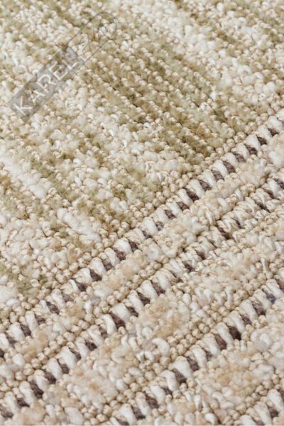 SAHARA SHA 02 CREAM GREEN Hav Toz Vermez Yumuşak Tuşeli Modern Makine Halısı