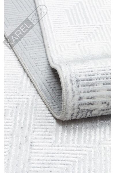 SATEEN ST 109 CREAM GREY Yıkanabilir Kaymaz Tabanlı Hav Vermez Sık Dokuma Modern Halı
