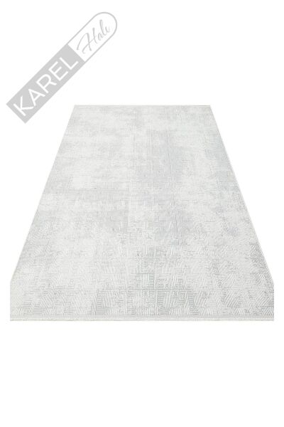 SATEEN ST 109 CREAM GREY Yıkanabilir Kaymaz Tabanlı Hav Vermez Sık Dokuma Modern Halı