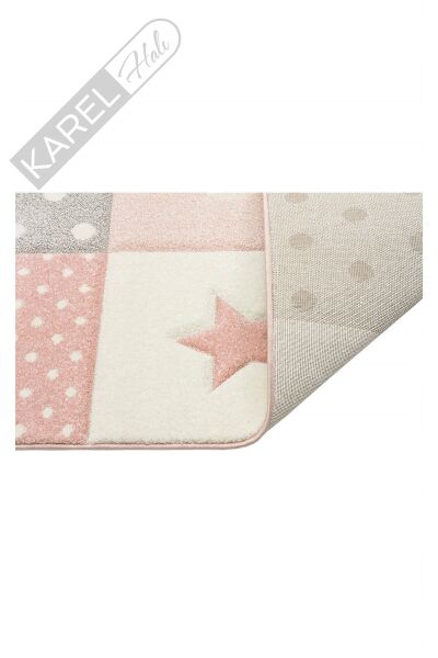 EKO KIDS KDS 05 GREY PINK Hav Toz Vermez Çocuk Halısı