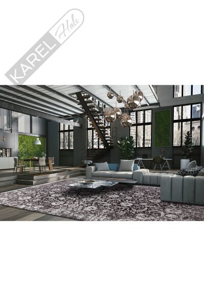 Parlak Yüksek Alçak Dokulu Modern Makine Halısı