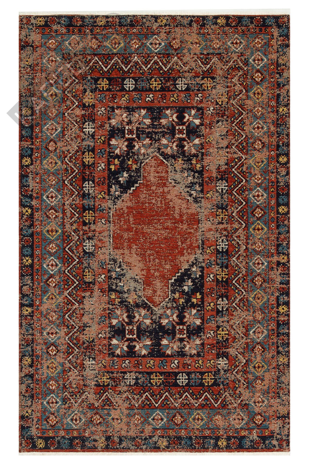 Anadolu Antik Desenli Yıkanabilir Kaymaz Tabanlı Etnik Kilim