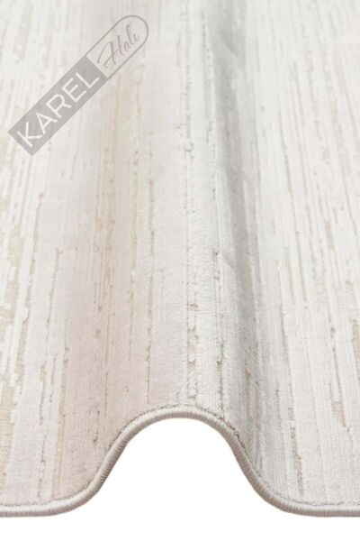 SIERRA SR 01 BEIGE WHITE Yüksek Alçak Oyma Dokuya Sahip Sık Dokuma Modern Salon Halısı