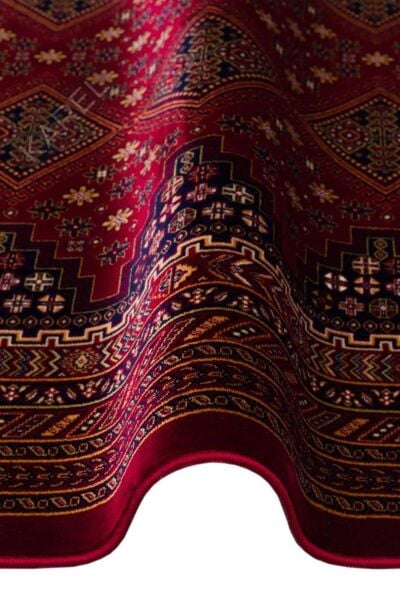 SATEEN AFGHAN SFG 01 RED Yıkanabilir Afgan Desenli Hav Toz Vermeyen Kaymaz Tabanlı Sık Dokuma Halı