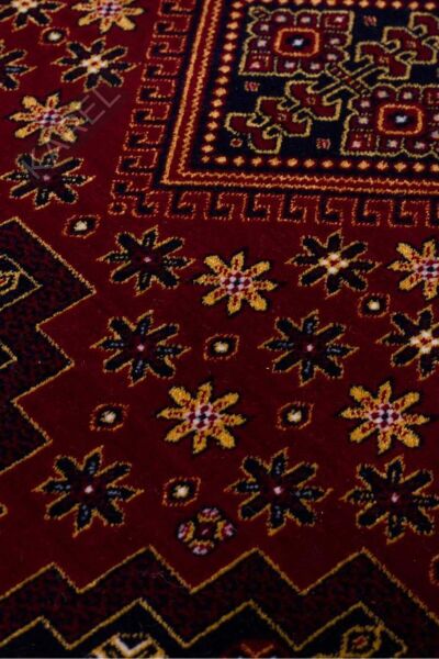 SATEEN AFGHAN SFG 01 RED Yıkanabilir Afgan Desenli Hav Toz Vermeyen Kaymaz Tabanlı Sık Dokuma Halı