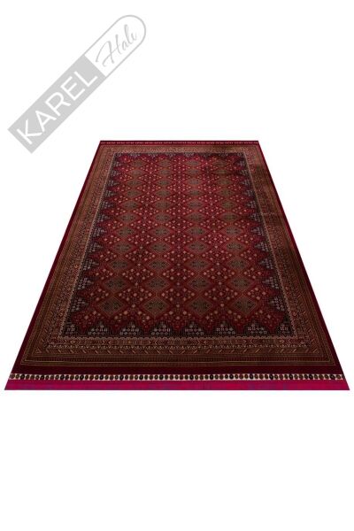 SATEEN AFGHAN SFG 01 RED Yıkanabilir Afgan Desenli Hav Toz Vermeyen Kaymaz Tabanlı Sık Dokuma Halı
