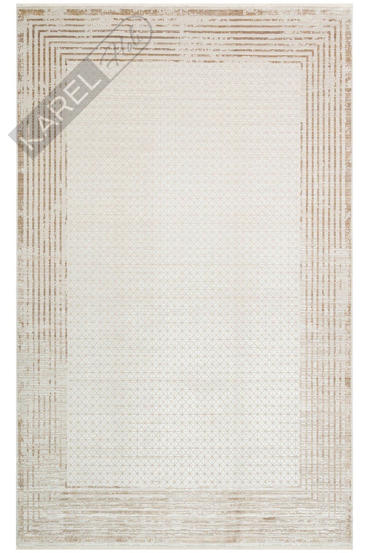 MAHAL MHL 01 CREAM GOLD  Art Deco Desenli Yüksek Kalite Sık Dokuma Salon Halısı