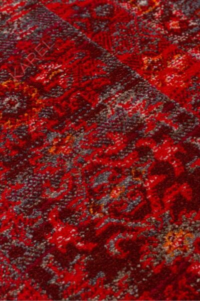 PIETRA PTA 20 RED Sıcak Renk Tonlarını Etnik Desenler ile Buluşturan Yumuşak Tuşeli Makine Halısı