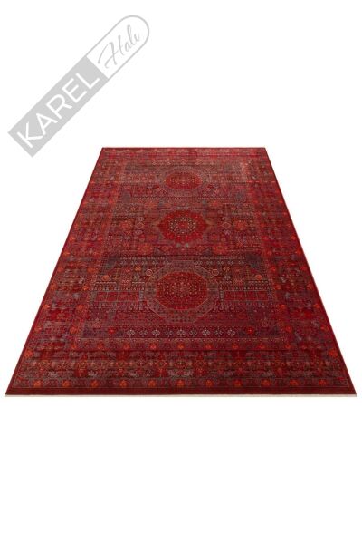 PIETRA PTA 20 RED Sıcak Renk Tonlarını Etnik Desenler ile Buluşturan Yumuşak Tuşeli Makine Halısı