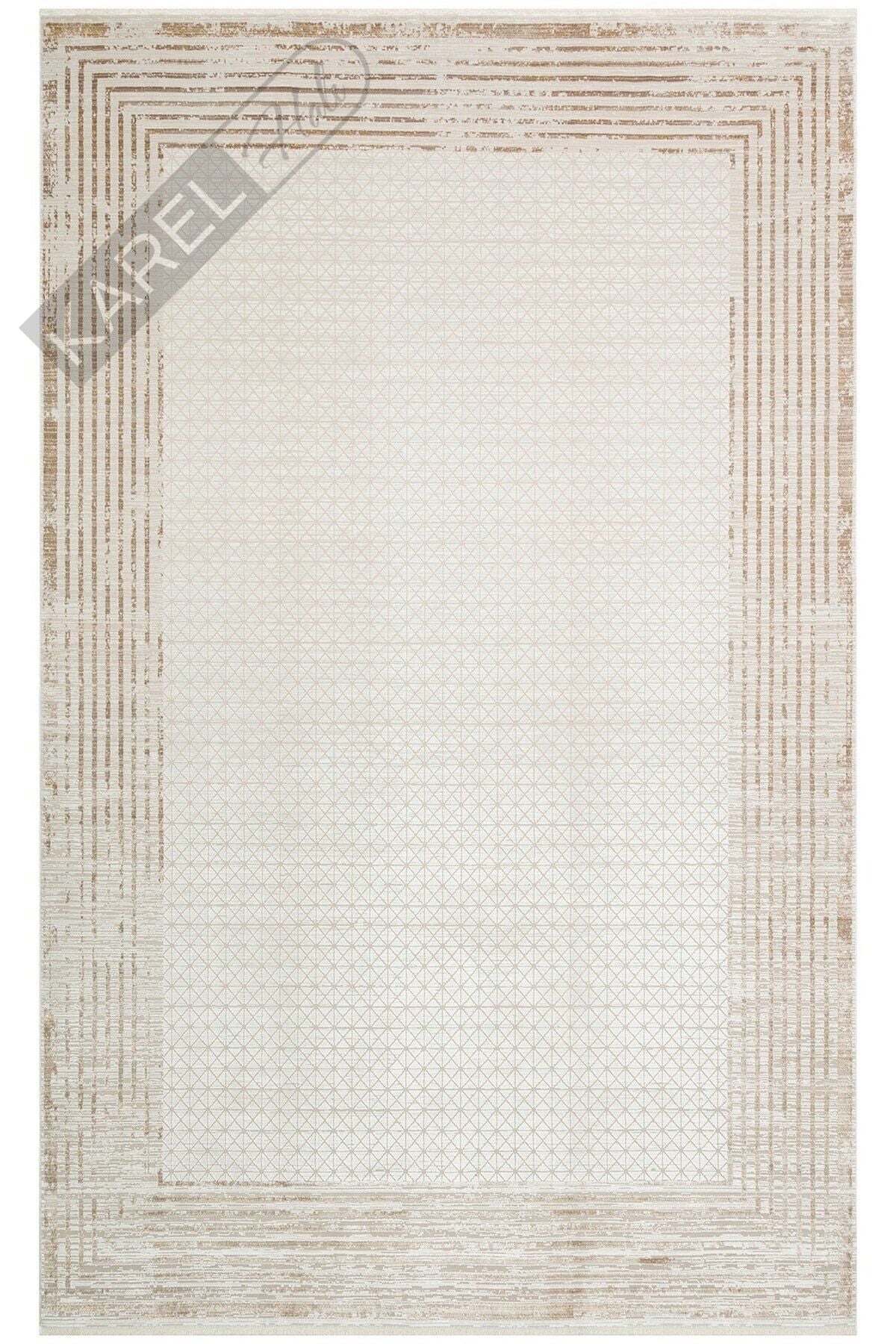 MAHAL MHL 01 CREAM GOLD  Art Deco Desenli Yüksek Kalite Sık Dokuma Salon Halısı
