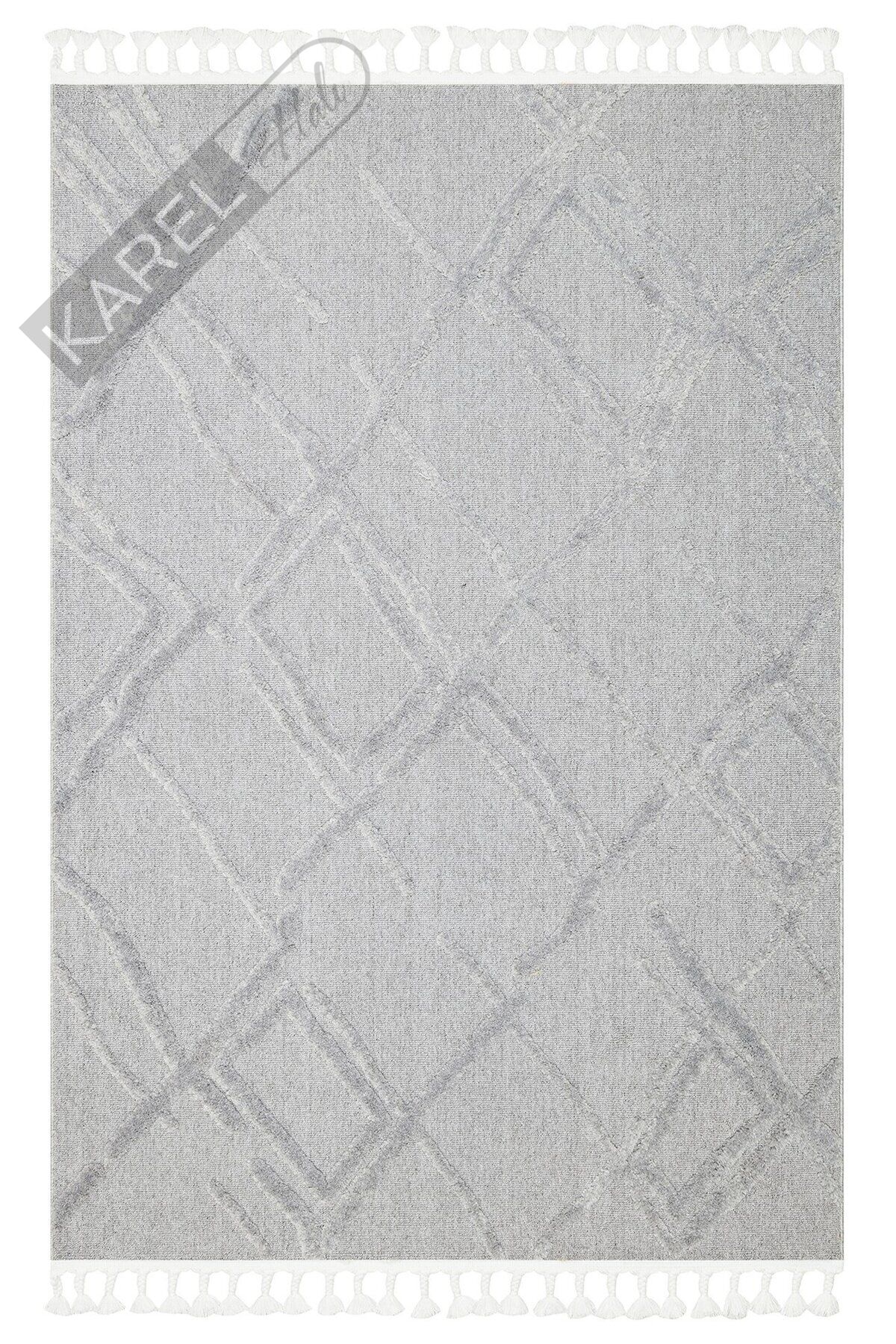 TERAZZO TRZ 03 GREY Hav Toz Vermez Yumuşak Dokulu Etnik Örgü Desenlere Sahip Modern İskindinav Halı