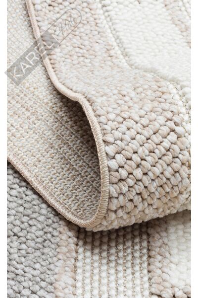 MOTTO MOT 04 BEIGE GREY Yumuşak Tuşeli Örgü Dokuma Modern Makine Halısı
