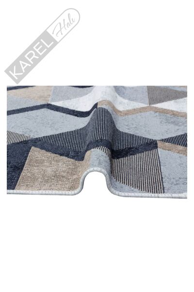 ARYA AR 10 BEIGE BLACK Yıkanabilir Çift Taraflı Modern Desenli Dokuma Kilim