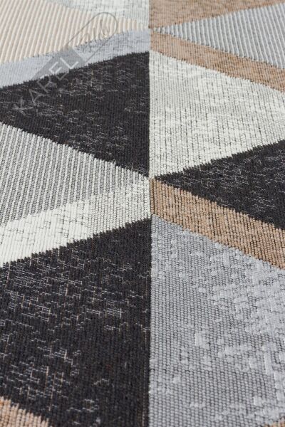 ARYA AR 10 BEIGE BLACK Yıkanabilir Çift Taraflı Modern Desenli Dokuma Kilim