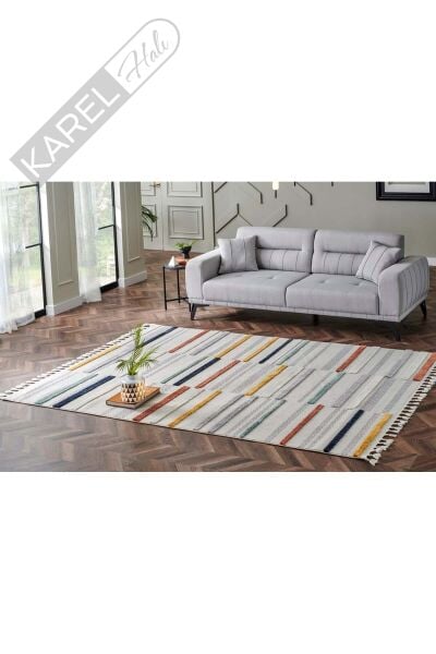 TERAZZO TRZ 01 MULTY Hav Toz Vermez Yumuşak Dokulu Etnik Örgü Desenlere Sahip Modern İskindinav Hal