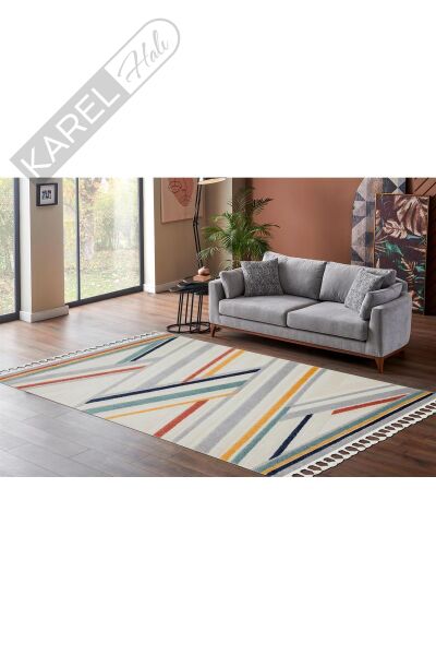 TERAZZO TRZ 05 MULTY Hav Toz Vermez Yumuşak Dokulu Etnik Örgü Desenlere Sahip Modern İskindinav Hal