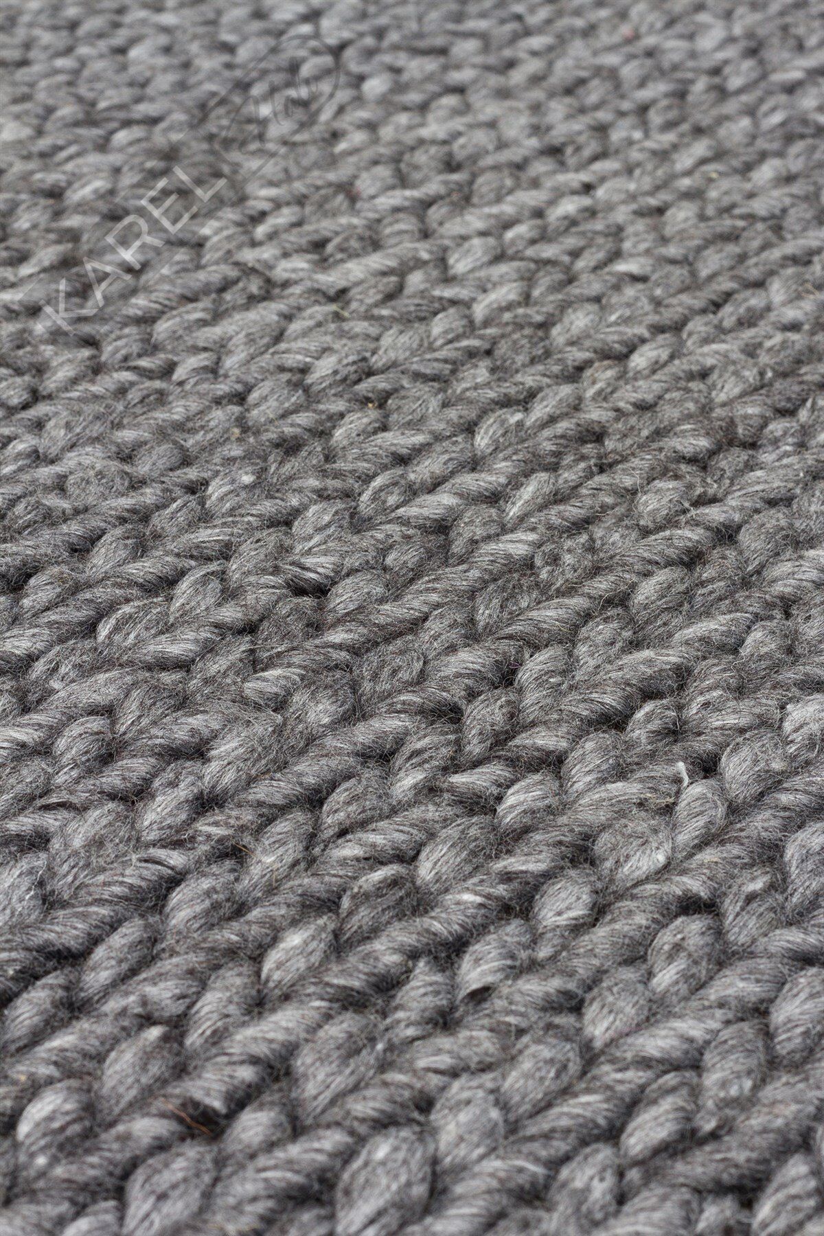 JADE BASKETWEAVE ANTRASIT  Naturel Kazak Örgü Desenli El Dokuma Örgü Halı