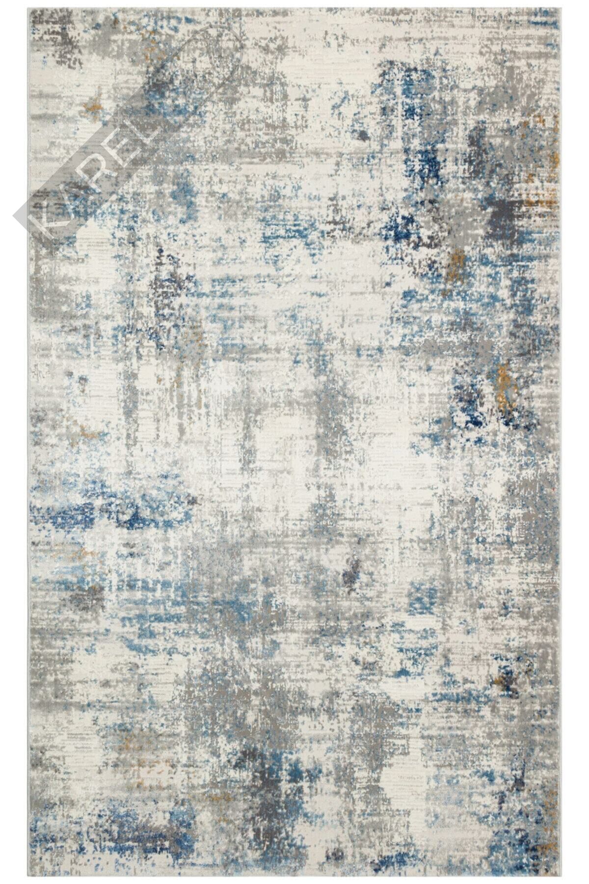 Lagos Lgs 09 Cream Blue Hav Toz Vermez Eskitme Desenli Modern Makine Halısı