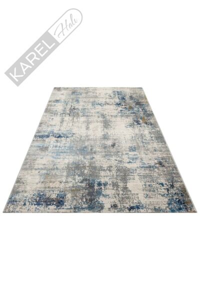 Lagos Lgs 09 Cream Blue Hav Toz Vermez Eskitme Desenli Modern Makine Halısı