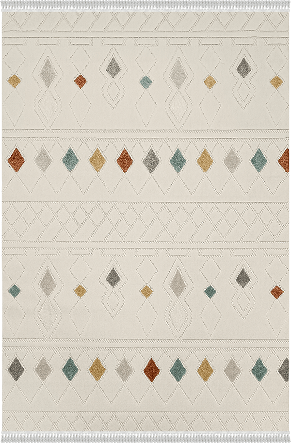 Woolen Halı Mudo Koleksiyonu 8751 Multi İskandinav Desen Polyester Halı