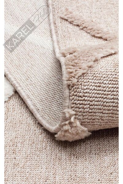 TERAZZO TRZ 03 BEIGE WHITE Hav Toz Vermez Yumuşak Dokulu Etnik Örgü Desenlere Sahip Modern İskindin