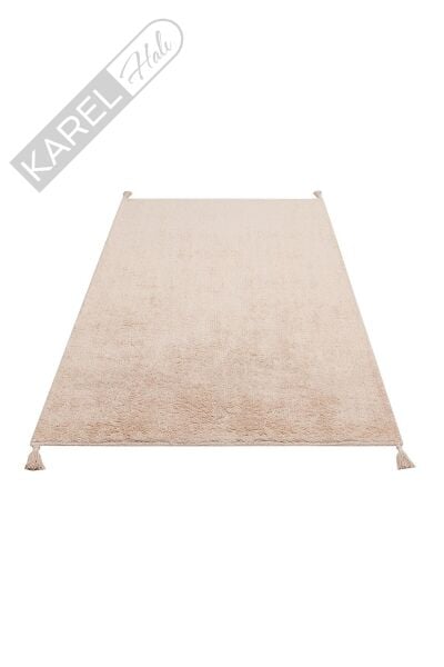COTTON BOON CBN PLAIN BEIGE Yıkanabilir Kaymaz Tabanlı Naturel Pamuk Bebek Halısı