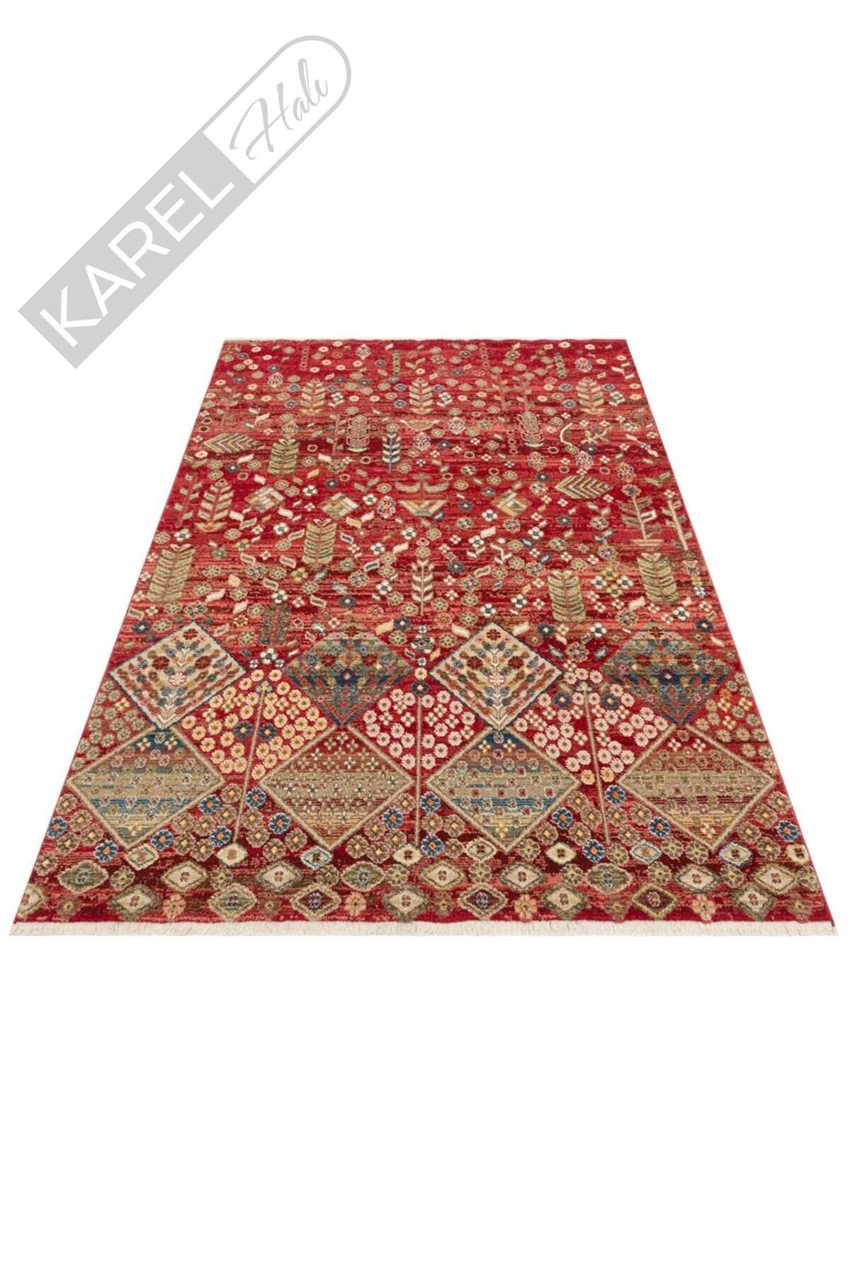 KYBELE KYB 01 RED Sıcak Renk Tonlu Otantik Makine Halısı