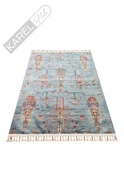Antique Atk 09 Aqua Kolay Kullanımlı Kaymaz Karabağ Ve Antik Desenlere Sahip Yıkanabilir Ma