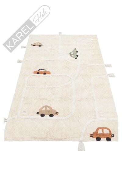 COTTON BOON XXW CBN 09 MULTY XXW Yıkanabilir Kaymaz Tabanlı Naturel Pamuk Bebek Halısı