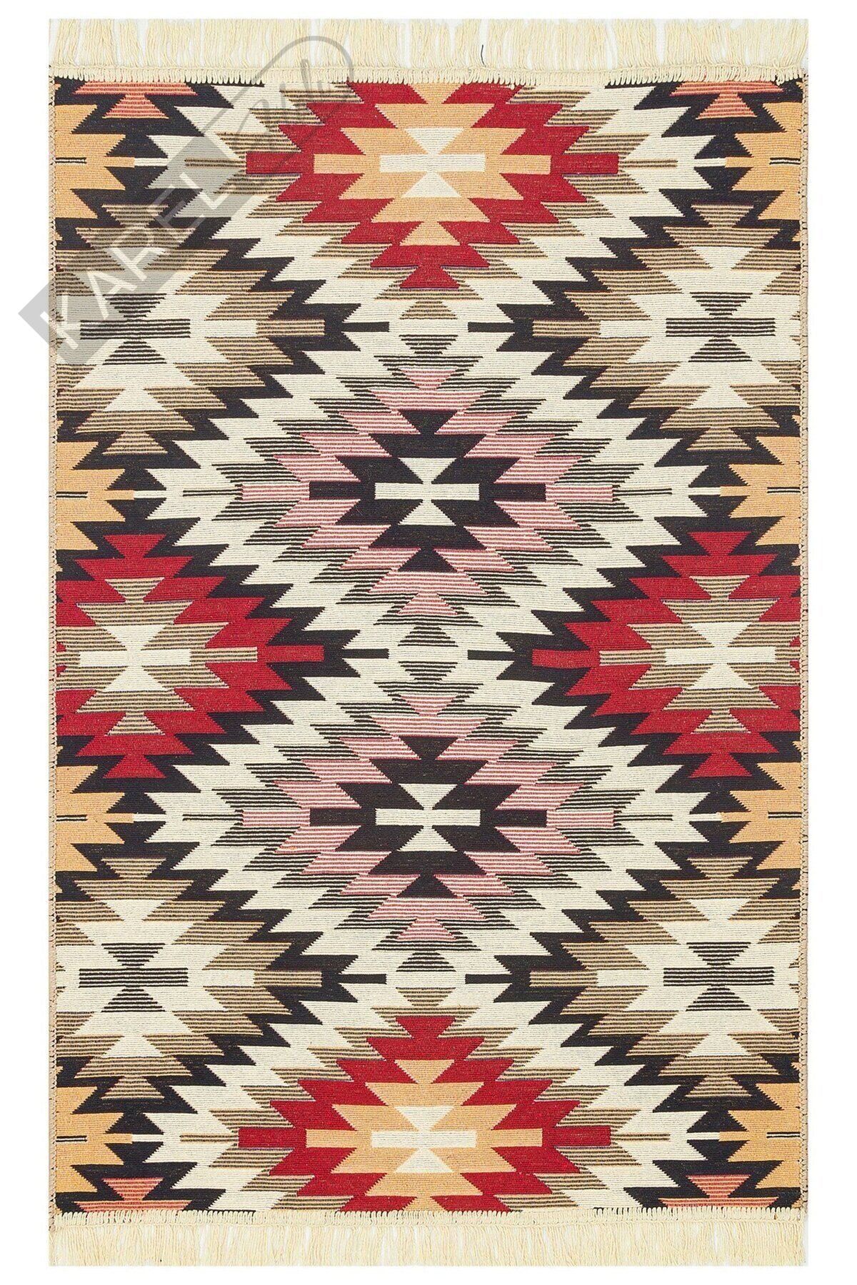 ARYA AR 33 RED Yıkanabilir Çift Taraflı Modern Desenli Dokuma Kilim