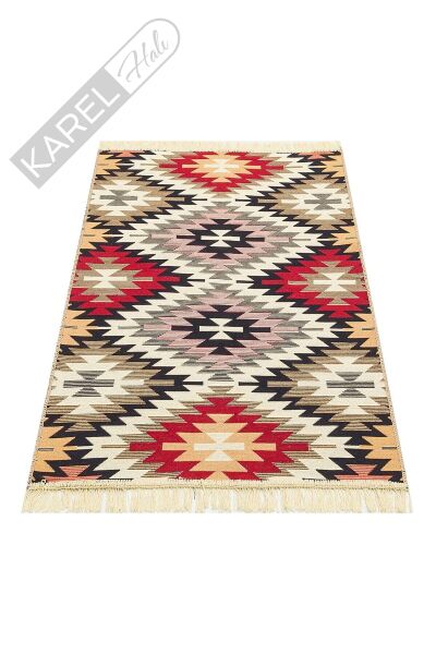 ARYA AR 33 RED Yıkanabilir Çift Taraflı Modern Desenli Dokuma Kilim
