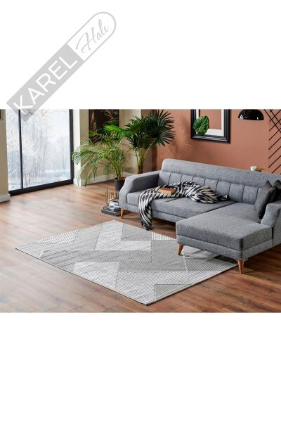 ZENITH ZNT 01 GREY  Yüksek Alçak Dokulu Naturel Yün ve Viskon Modern Dokuma Halı