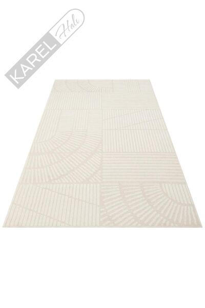 ADEL ADL 01 CREAM Yüksek Alçak Dokulu Yumuşak Tuşeli Modern Makine Halısı
