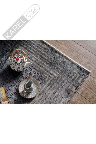 MAHAL MHL 01 ANTRASIT GOLD  Art Deco Desenli Yüksek Kalite Sık Dokuma Salon Halısı