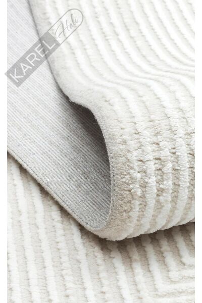 LAGOS XW LGS 22 CREAM GREY XW  Hav Toz Vermez Eskitme Desenli Modern Makine Halısı