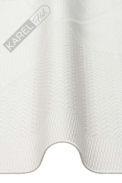 MONO LUX MNO LUX 01 WHITE Kaymaz Tabanlı Modern Desenlere Sahip İnce Halı